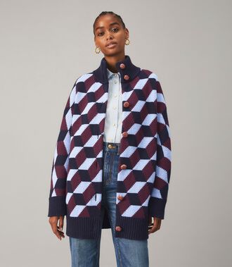 Chevron Sweater Coat | Ready-To-Wear | Tory Burch