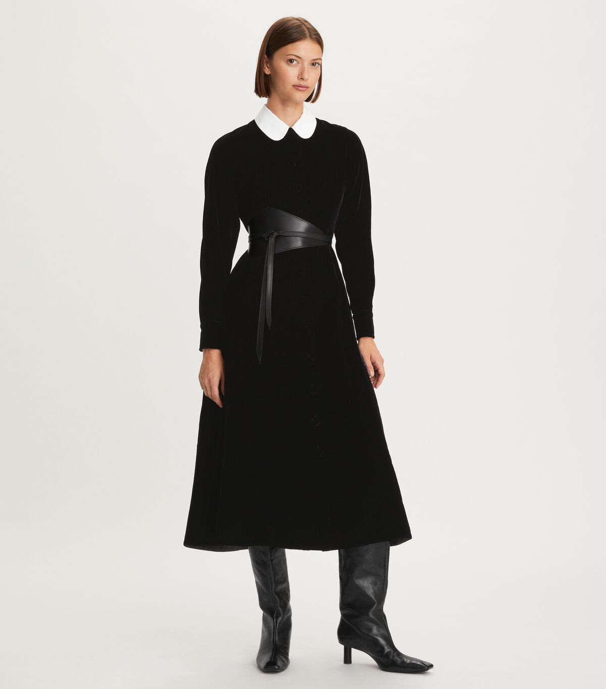 Round Collar Velvet Shirtdress ReadyToWear Tory Burch