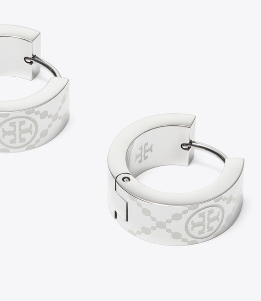 tory burch small t monogram hoop earring