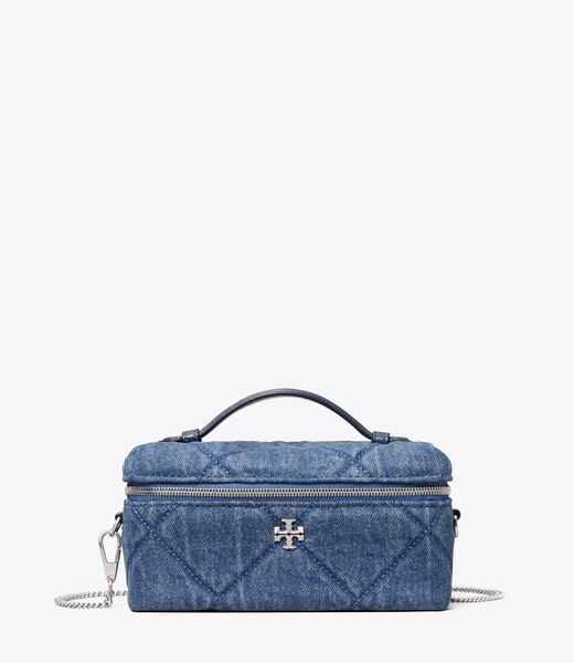 tory burch kira diamond quilt denim vanity case