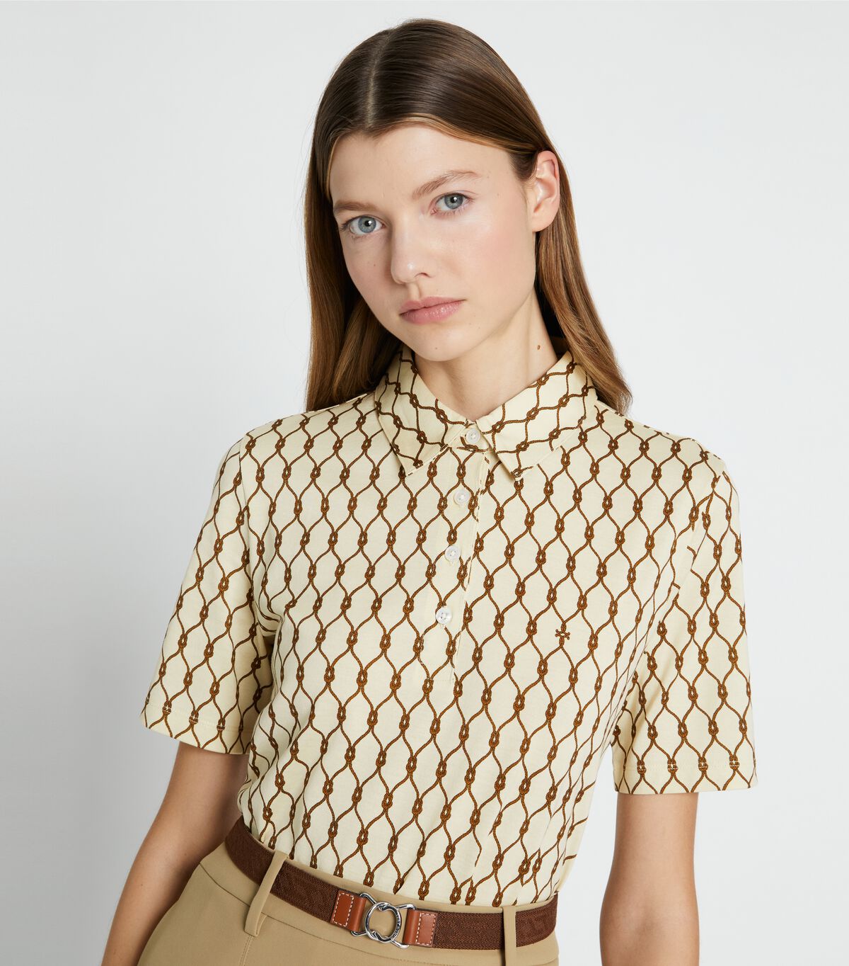 tory burch printed mercerized cotton polo