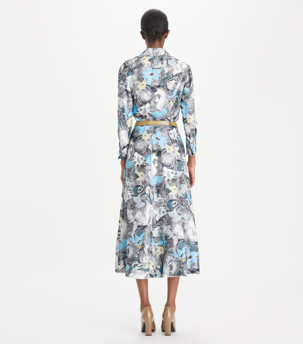 tory burch printed cuffed silk shirt