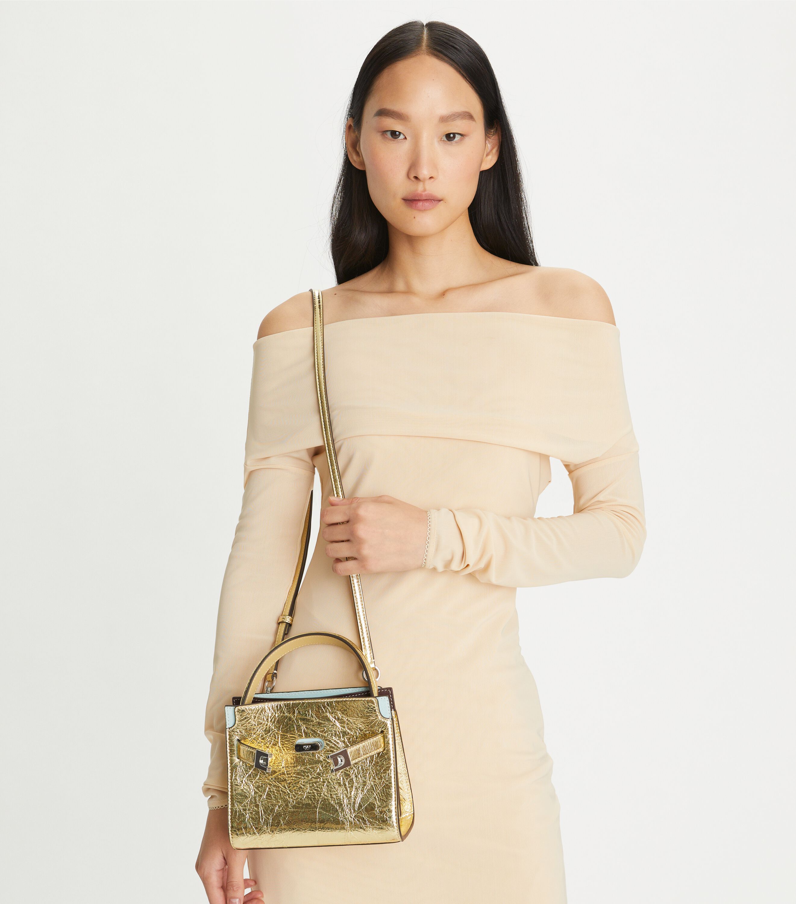 Petite Lee Radziwill Double Bag, 18 Kt Gold | Tory Burch UAE