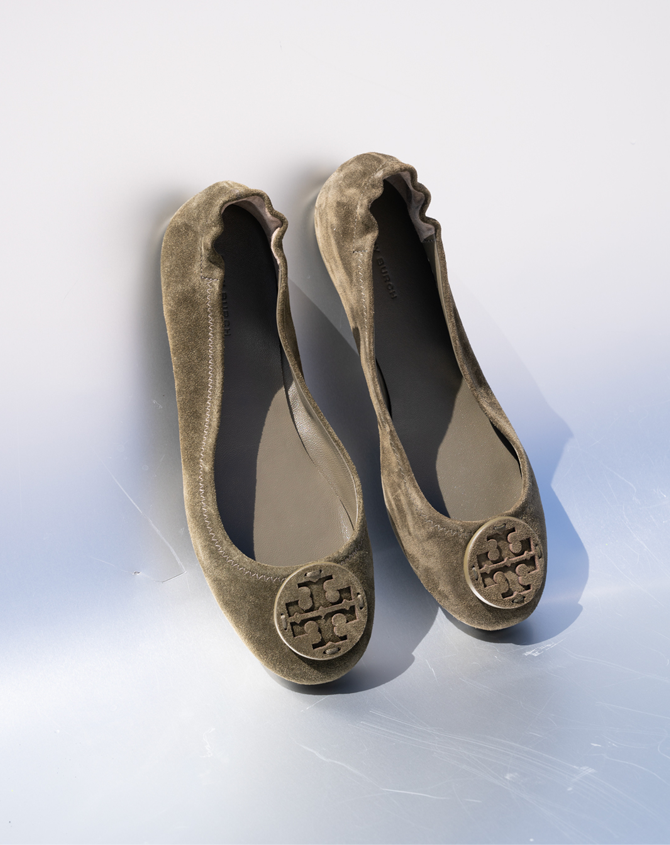 Tory burch suede ballet flats hot sale
